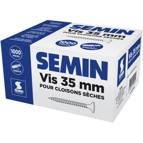 Vis auto perceuse Semin pour la Fixation des plaques de pâtre sur l'ossature - intérieur - 35 mm - boIte de 1000 pièces