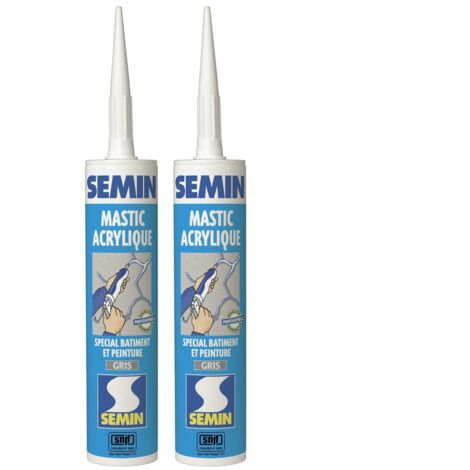 Lot de 2 mastics acrylique gris pour combler des fissures ou pour réaliser des liaisons entre différents éléments de maçonnerie Semin - intérieur/extérieur - cartouche de 310 ml (1/5)