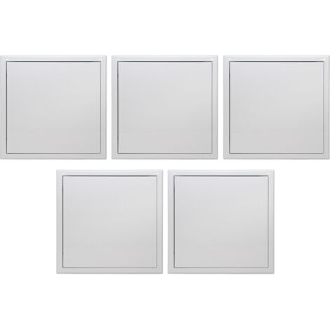 Lot de 5 trappes de visite métallique laquée blanche Semin - 500 mm x 500 mm - ouverture poussez/lâchez - accès aux gaines techniques et conduites pour murs et plafonds