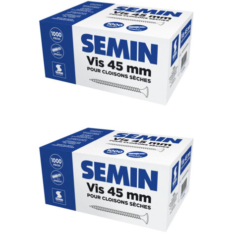 Lot de 2 x 1000 vis auto perceuse Semin pour la fixation des plaques de pâtre sur l'ossature - intérieur - 45 mm