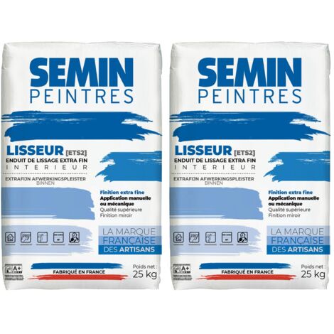Enduit de Lissage Semin Lisseur ETS2, Intérieur, Poudre, sac de 25 kg, Lot de 2 (1/4)