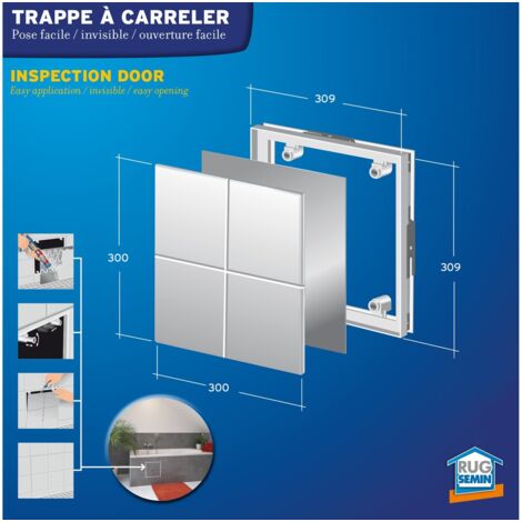 Lot de 5 trappes de visite à carreler Semin - 300 mm x 300 mm - spécial accès sous baignoire - pièces humides et salle de bain