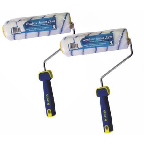 Semin – Lot de 2 rouleaux peinture 23 cm – Fibres polypropylène 12 mm – Application uniforme pour enduits – Compatible avec manches télescopiques
