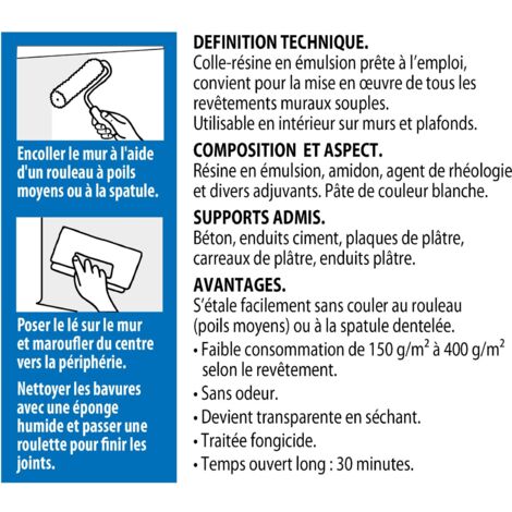 Colle revêtements de rénovation lisse en pâte Semin - prête à l'emploi - seau de 5 kg