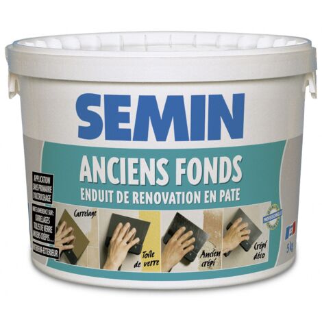 Enduit de rénovation pour les supports irréguliers Anciens Fonds Semin - spécial toile de verre, carrelage, peinture - intérieur/extérieur - seau de 5 kg