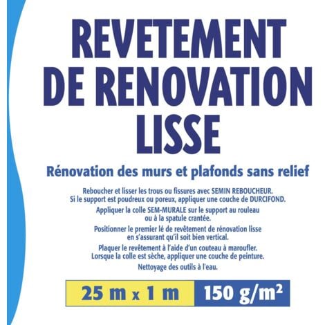 Revêtement de rénovation lisse à peindre Semin Sem Renov - intérieur - rouleau de 25 x 1 m