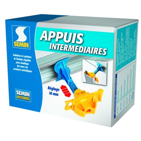 Semin – Appui intermédiaire sécable 100 à 180 mm – Boîte de 50 pièces – Pour murs sur ossature métallique – Résistance aux chocs (1/10)