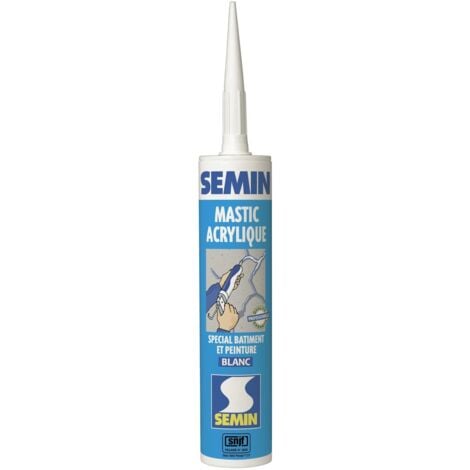 Mastic acrylique blanc pour combler des fissures ou pour réaliser des liaisons entre différents éléments de maçonnerie Semin - intérieur/extérieur - cartouche de 310 ml