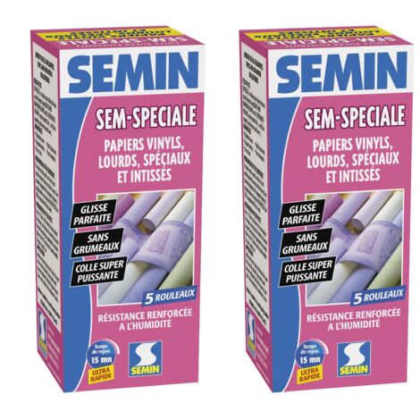 Lot de 2 colles en poudre pour papiers peints, vinyls, lourds, spéciaux et intissés Semin Sem-Spéciale - boite 200 g (1/5)