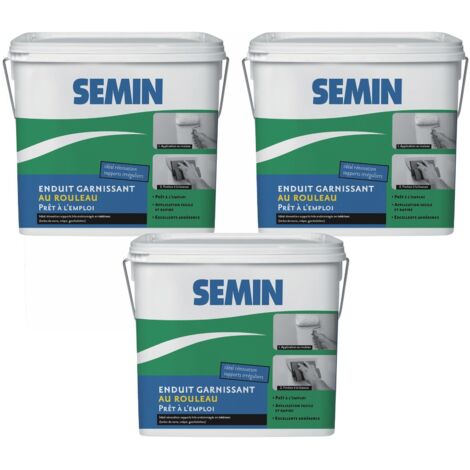 Lot de 3 enduits garnissant au rouleau pour la rénovation des supports très endommagés Semin - intérieur - seau de 10 kg
