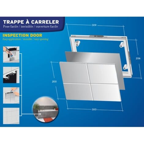 Lot de 3 trappes de visite à carreler Semin - 300 mm x 200 mm - spécial accès sous baignoire - pièces humides et salle de bain