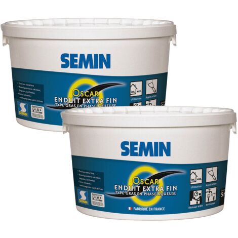 Enduit de Finition Extra Fin Semin Oscar, Prêt à l'Emploi, Intérieur/Extérieur, seau 5 kg, Lot de 2 (1/5)