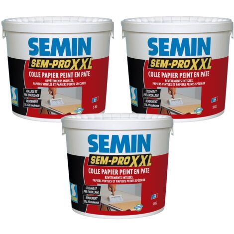 Lot de 3 colles papiers peints en pâte Semin Pro XXL - prêt à l'emploi - pot de 5 kg (1/5)