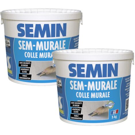 Lot de 2 colles pour toiles de verre et revêtements muraux légers en pâte Semin Sem-Murale - prêt à l'emploi - seau de 5 kg (1/5)