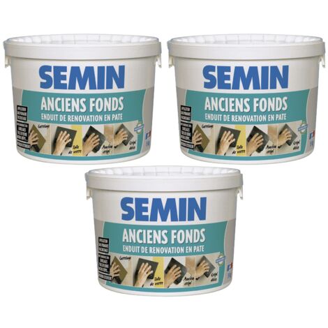 Lot de 3 enduits de rénovation pour les supports irréguliers Anciens Fonds Semin - spécial toile de verre, carrelage, peinture - intérieur/extérieur - seau de 5 kg (1/5)
