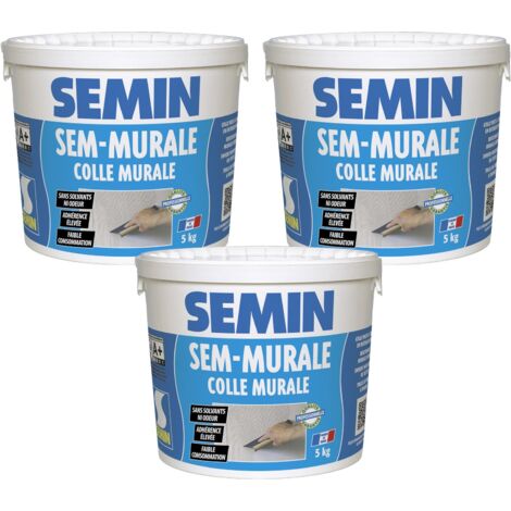 Lot de 3 colles pour toiles de verre et revêtements muraux légers en pâte Semin Sem-Murale - prêt à l'emploi - seau 5 kg (1/5)
