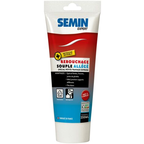 Semin – Enduit de rebouchage allégé pour trous et fissures – Pâte à base de microsphères de verre – Séchage rapide 2h – Tube 250 ml (1/5)