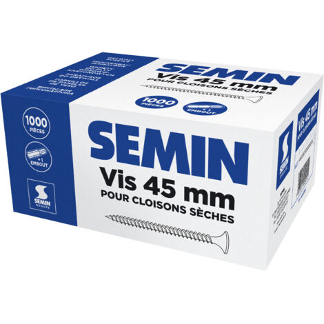 Vis auto perceuse Semin pour la Fixation des plaques de pâtre sur l'ossature - intérieur - 45 mm - boIte de 1000 pièces