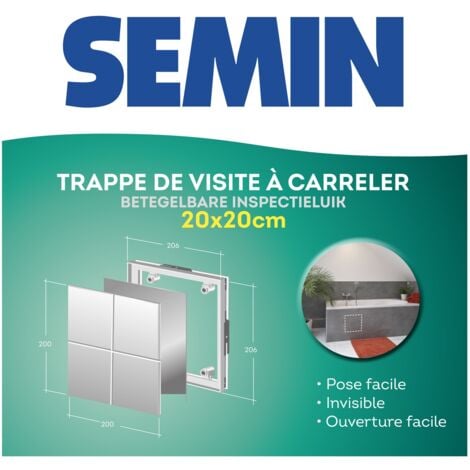 Lot de 2 trappes de visite à carreler Semin - 200 mm x 200 mm - spécial accès sous baignoire - pièces humides et salle de bain
