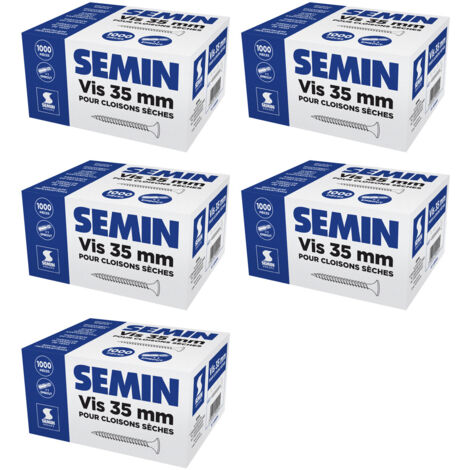 Lot de 5 x 1000 vis auto perceuse Semin pour la fixation des plaques de pâtre sur l'ossature - intérieur - 35 mm