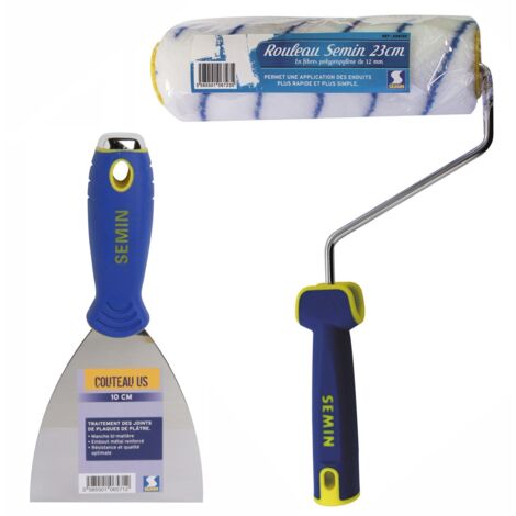 Couteau US à enduire Semin - 10 cm et un rouleau pour application d'enduit ou de peinture Semin - 23 cm (1/5)