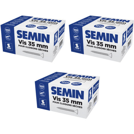 Lot de 3 x 1000 vis auto perceuse Semin pour la fixation des plaques de pâtre sur l'ossature - intérieur - 35 mm