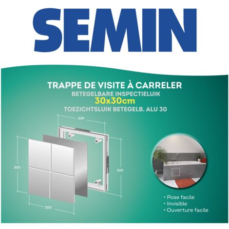 Lot de 2 trappes de visite à carreler Semin - 300 mm x 300 mm - spécial accès sous baignoire - pièces humides et salle de bain