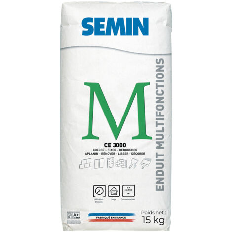 Enduit Multifonctions Semin - CE 3000 - pour Coller, Fixer, Reboucher, Aplanir, Lisser et Décorer - Sac de 15 kg (1/7)