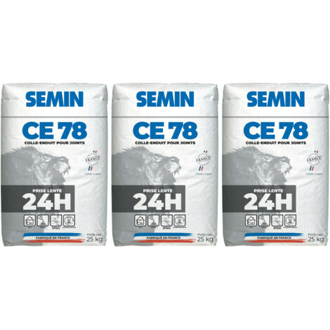 Enduit pour Joints de Plaques de Plâtre Semin - CE 78 Lent - Temps de Prise 24 Heures - Sac de 25 kg (Lot de 3) (1/5)