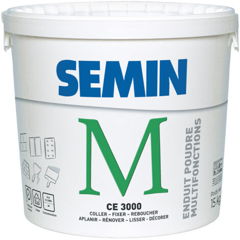 Enduit Multifonctions Semin - CE 3000 - pour Coller, Fixer, Reboucher, Aplanir, Lisser et Décorer - Prêt à l'emploi - Intérieur - Seau de 15 kg (1/5)