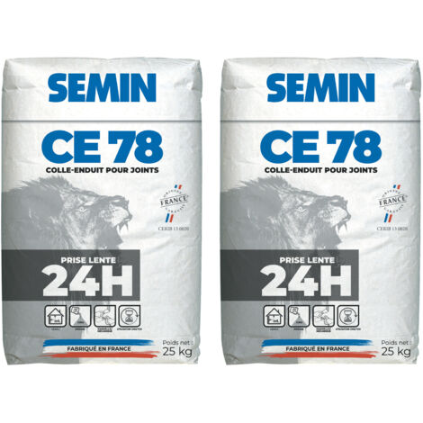 Enduit pour Joints de Plaques de Plâtre Semin - CE 78 Lent - Temps de Prise 24 Heures - Sac de 25 kg (Lot de 2) (1/5)