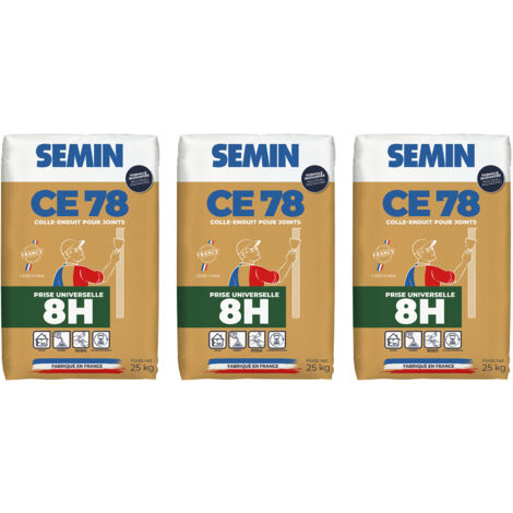Enduit pour Joints de Plaques de Plâtre Semin - CE 78 Universelle - 8 Heures - Sac de 25 kg (Lot de 3) (1/5)