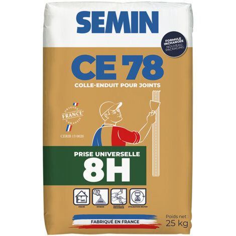 Enduit pour Joints de Plaques de Plâtre Semin - CE 78 Universelle - 8 Heures - Sac de 25 kg