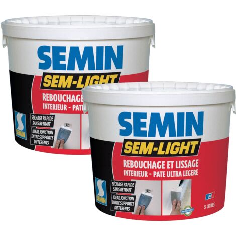 Semin – Enduit de rebouchage allégé pour trous et fissures importants – Séchage rapide – Finition blanc mat – Seau de 5 L (lot de 2) (1/5)