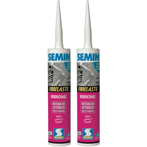 Semin – Enduit de rebouchage élastique pour fissures mouvantes – Cartouche 310 ml – Application intérieure/extérieure – Pack de 2