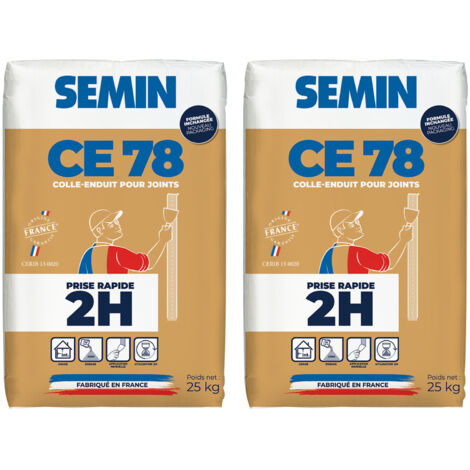 Enduit pour Joints de Plaques de Plâtre Semin - CE 78 - Temps de Prise 2 Heures - Sac de 25 kg (Lot de 2) (1/4)