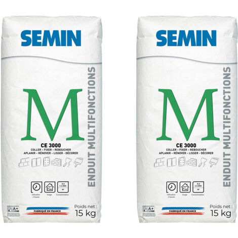 Enduit Multifonctions Semin - CE 3000 - pour Coller, Fixer, Reboucher, Aplanir, Lisser et Décorer - Sac de 15 kg (lot de 2) (1/5)