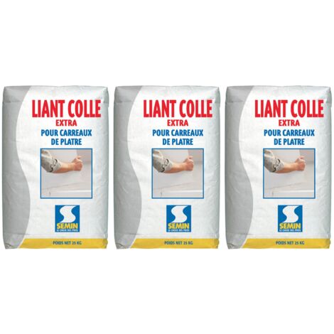 Colle Liant Extra Semin - Carreaux de Plâtre - Intérieur - Poudre - Sac de 25 kg (lot de 3) (1/4)