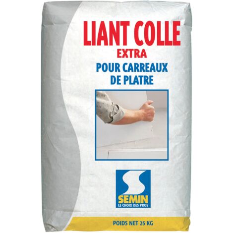 Semin – Colle liant extra pour carreaux de plâtre – Sac de 25 kg – Temps de prise 1h30 – Consommation 1 kg/m² pour 5 cm d'épaisseur (1/4)