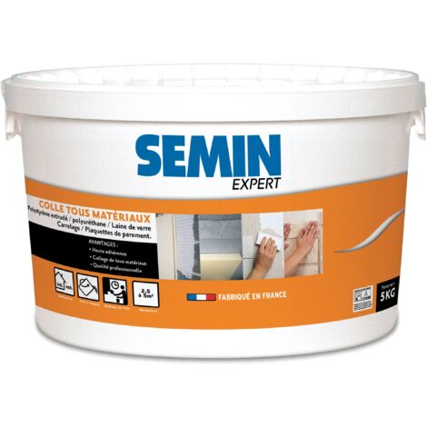 Semin – Colle multi-usage pour polystyrène, béton et carrelage – Seau de 5 kg – Prête à l'emploi intérieur/extérieur – Temps de séchage 24-72h