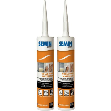 Colle Tout Matériaux Semin - Prêt à l'Emploi - Intérieur/Extérieur - Cartouche de 310 ml (lot de 2) (1/5)