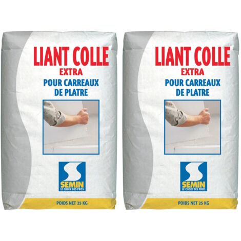 Colle Liant Extra Semin - Carreaux de Plâtre - Intérieur - Poudre - Sac de 25 kg (lot de 2) (1/4)