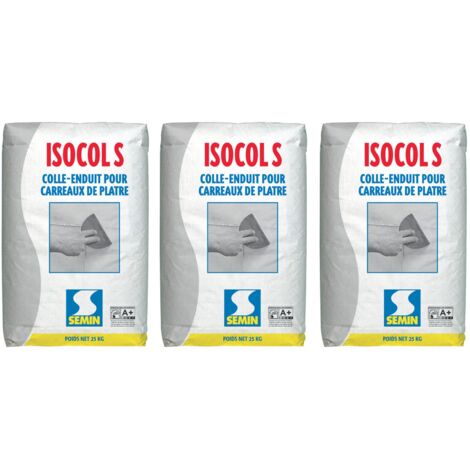 Colle pour Carreaux de Plâtre Semin - Isocol Super - Intérieur - Poudre - Sac 25 kg (lot de 3) (1/4)