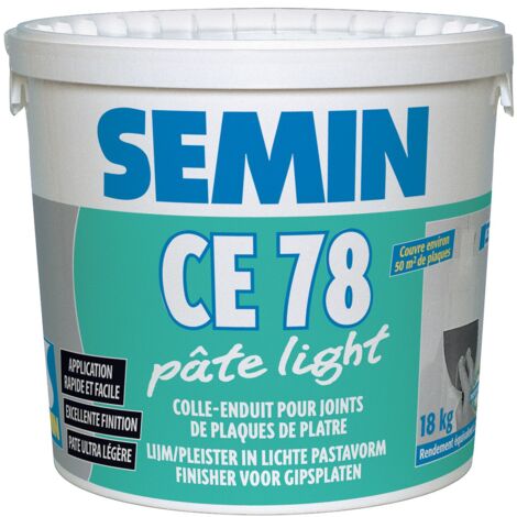 Semin – Enduit de lissage allégé prêt à l'emploi – Seau de 18 kg – Adhérence > 1000 g – Fissuration jusqu'à 5 mm d'épaisseur