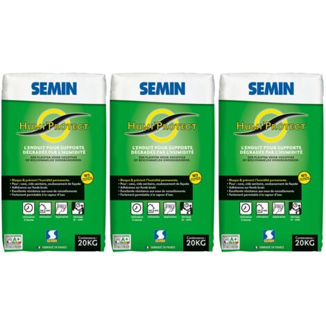 Enduit Spécial Maçonnerie Humides Semin - Humi'Protect - Intérieur/Extérieur - Poudre - Sac de 20 kg (lot de 3) (1/3)
