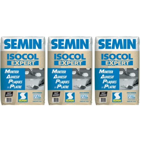 Mortier Adhésif Semin - Isocol Expert - Plaques de Plâtre - Poudre - Sac de 25 kg (lot de 3) (1/4)