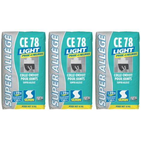 Enduit pour Joint Allégé Semin - CE 78 Light - 4 heures - Intérieur - Poudre - Sac de 15 kg (lot de 3) (1/4)