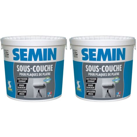 Semin – Sous couche plaque de plâtre prête à l'emploi – Seau de 25 kg – Application sur plaques de plâtre – Temps de séchage 1 à 2h (1/4)