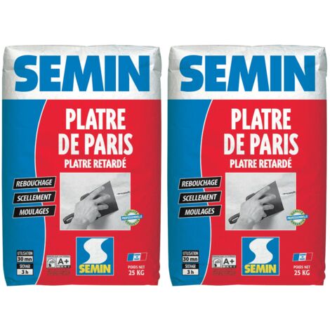 Plâtre de Paris Semin - Moulages, Scellements et Rebouchage - Intérieur - Poudre - Sac de 25 kg (lot de 2) (1/5)