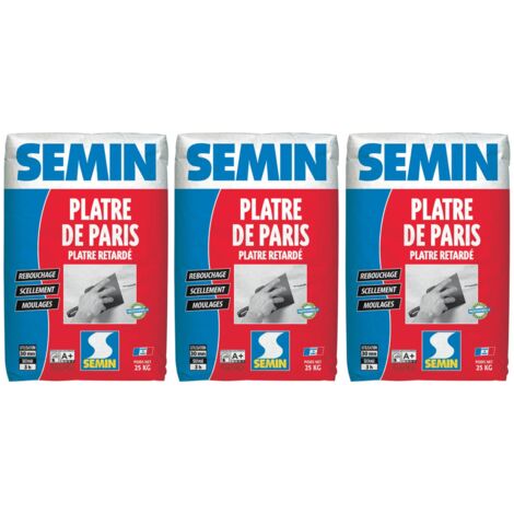 Plâtre de Paris Semin - Moulages, Scellements et Rebouchage - Intérieur - Poudre - Sac de 25 kg (lot de 3) (1/5)